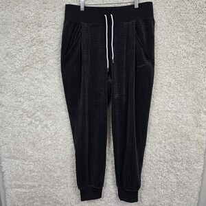 Nike Sportswear Velour Joggers Womens Large Black Grid Textured Sweatpants